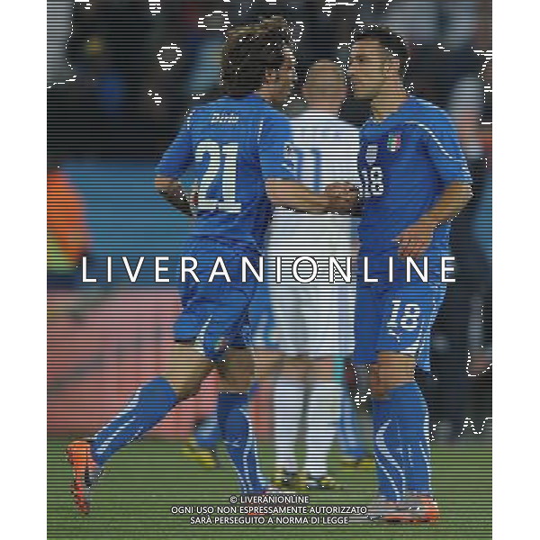 Fifa World Cup Sud Africa 2010 Match #41 Johannesburg (Ellis Park Stadium) - 24.06.2010 Slovacchia-Italia Nella Foto:Andrea PIRLO-Fabio QUAGLIARELLA /Ph.Vitez-Ag. Aldo Liverani