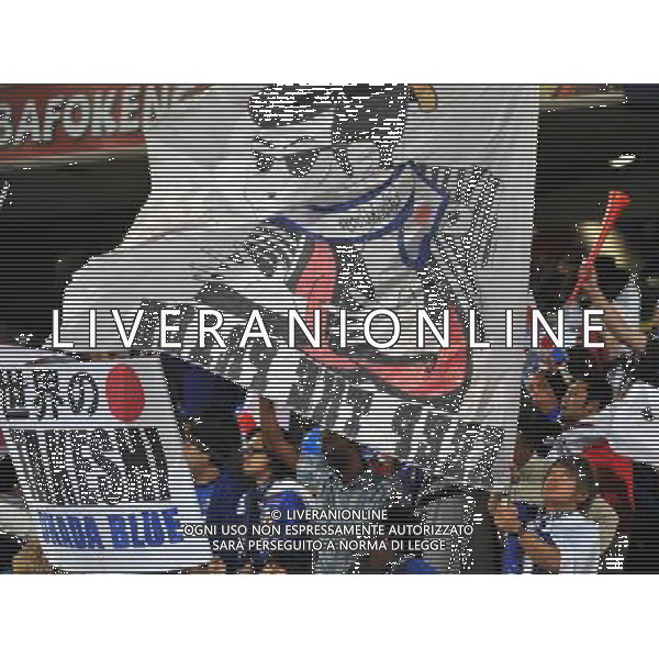 (100625) -- RUSTENBURG, June 25, 2010 -- Fans of Japan cheer before the Group E last round match between Denmark and Japan at 2010 FIFA World Cup, at Royal Bafokeng stadium in Rustenburg, South Africa, on June 24, 2010. Xu Suhui) (dl) ©Photoshot/Agenzia Aldo Liverani Sas - ITALY ONLY: DANIMARCA - GIAPPONE FIFA WORLD CUP CAMPIONATI MONDIALI SUD AFRICA 2010