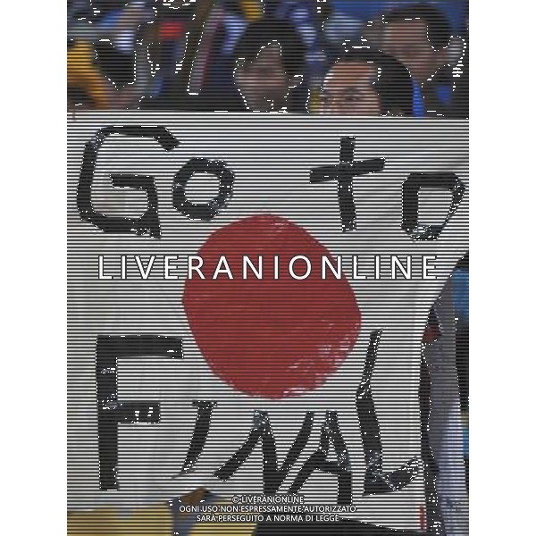 (100625) -- RUSTENBURG, June 25, 2010 -- A Fan of Janpan cheers before the Group E last round match between Denmark and Japan at 2010 FIFA World Cup, at Royal Bafokeng stadium in Rustenburg, South Africa, on June 24, 2010. Xu Suhui) (dl) ©Photoshot/Agenzia Aldo Liverani Sas - ITALY ONLY: DANIMARCA - GIAPPONE FIFA WORLD CUP CAMPIONATI MONDIALI SUD AFRICA 2010