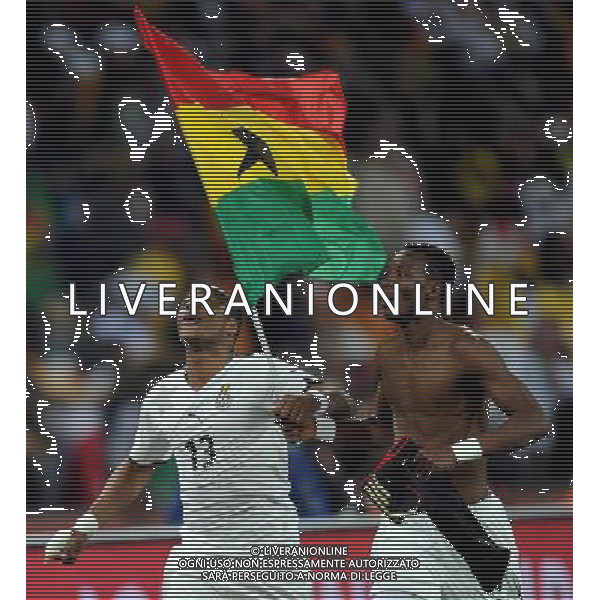 (100624) -- JOHANNESBURG, June 24, 2010 () -- Ghana\'s John Pantsil (R) and Andre Ayew celebrate after the 2010 World Cup Group D match between Germany and Ghana in Johannesburg, South Africa, June 23, 2010. Germany won the match 1-0. Both Germany and Ghana are qualified for the round of 16. (/Wang Yuguo) ©Photoshot/Agenzia Aldo Liverani Sas - ITALY ONLY: GERMANIA - GHANA FIFA WORLD CUP CAMPIONATI MONDIALI SUD AFRICA 2010