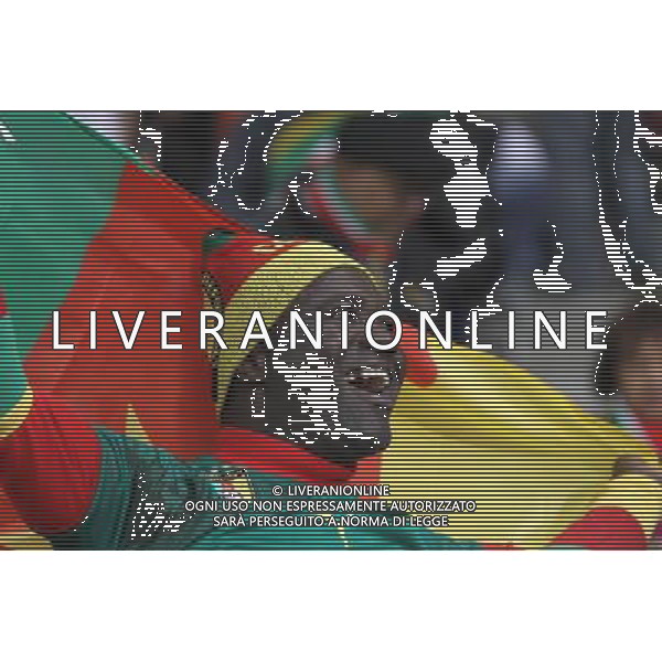 (100625) -- CAPE TOWN, June 25, 2010 -- A Cameroonian supporter cheers prior to the Group E last round match between Netherlands and Cameroon at 2010 FIFA World Cup at Green Point stadium in Cape Town, South Africa, on June 24, 2010. Xing Guangli) (xm) ©Photoshot/Agenzia Aldo Liverani Sas - ITALY ONLY: OLANDA - CAMERUN FIFA WORLD CUP CAMPIONATI MONDIALI SUD AFRICA 2010