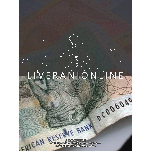 A collection of ten, twenty, fifty and one hundred South African Rand notes on August 13, 2003. (© Richard B. Levine) - NINTH AVENUE PHOTOS - PHOTOSHOT - AG. ALDO LIVERANI SAS ITALY ONLY MONETA UFFICIALE DEL SUDAFRICA - IL RAND BANCONOTE