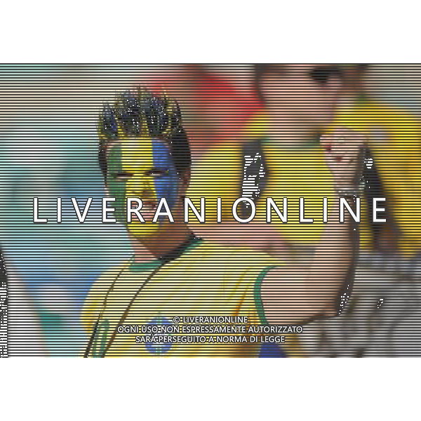 (100625) -- DURBAN, June 25, 2010 -- A fan of Brazil cheers prior to the Group G last round match between Portugal and Brazil at 2010 FIFA World Cup, at Moses Mabhida stadium in Durban, South Africa, on June 25, 2010. Liao Yujie) (dl) MONDIALI DI CALCIO SUDAFRICA 2010 PORTOGALLO BRASILE CALCIO SPORT ©PHOTOSHOT/ALDO LIVERANI ITALY ONLY