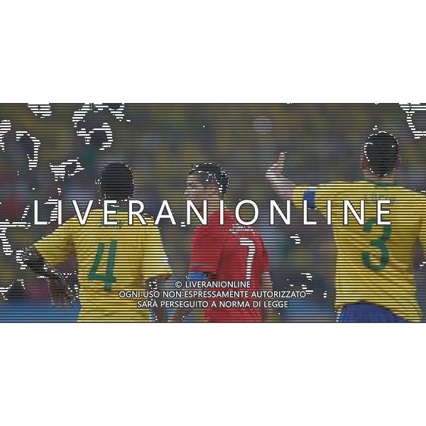 (100625) -- DURBAN, June 25, 2010 -- Cristiano Ronaldo (C) reacts during the Group G last round match against Brazil at 2010 FIFA World Cup, at Moses Mabhida stadium in Durban, South Africa, on June 25, 2010. The match tied 0-0. Both Brazil and Portugal are qualified for the round of 16. Liao Yujie) (dl) MONDIALI DI CALCIO SUDAFRICA 2010 PORTOGALLO BRASILE CALCIO SPORT ©PHOTOSHOT/ALDO LIVERANI ITALY ONLY