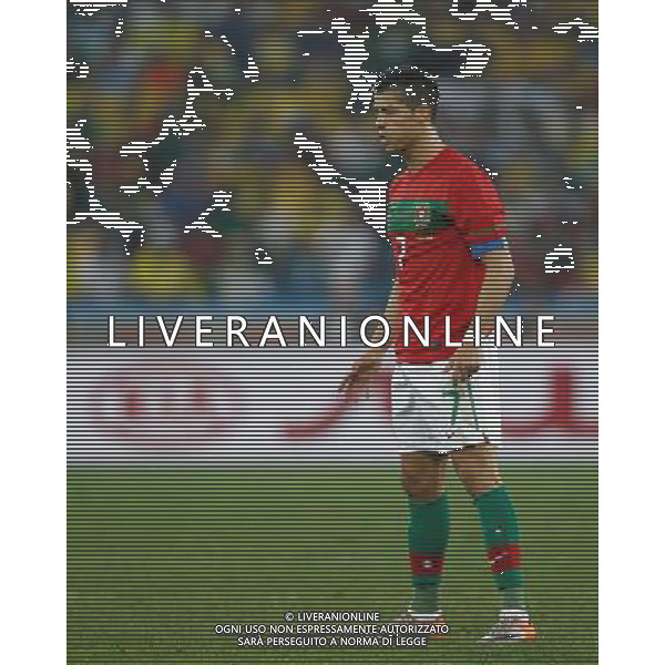 (100625) -- DURBAN, June 25, 2010 -- Cristiano Ronaldo reacts during the Group G last round match against Brazil at 2010 FIFA World Cup, at Moses Mabhida stadium in Durban, South Africa, on June 25, 2010. The match tied 0-0. Both Brazil and Portugal are qualified for the round of 16. Liao Yujie) (dl) MONDIALI DI CALCIO SUDAFRICA 2010 PORTOGALLO BRASILE CALCIO SPORT ©PHOTOSHOT/ALDO LIVERANI ITALY ONLY