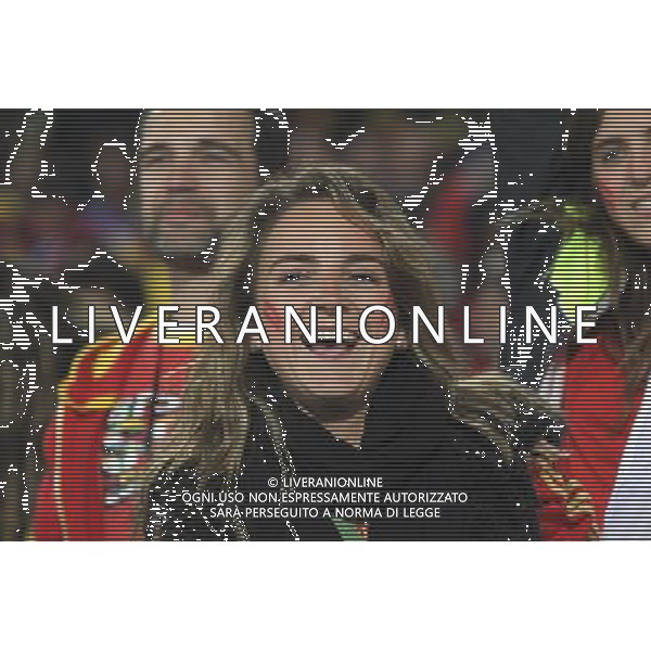 (100626) -- TSHWANE, June 26, 2010 -- A fan of Spain cheers prior to the Group H last round match between Chile and Spain at 2010 FIFA World Cup, at Loftus Verfeld stadium in Tshwane, South Africa, on June 25, 2010. Xing Guangli) (fym) CILE SPAGNA MONDIALI SUDAFRICA 2010 ©PHOTOSHOT/ALDO LIVERANI ONLY ITALY