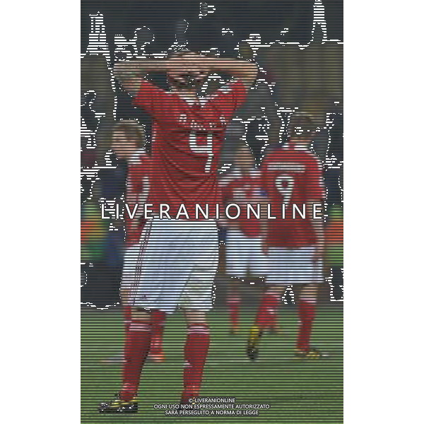 (100625) -- RUSTENBURG, June 25, 2010 () -- Denmark\'s Daniel Agger reacts after the Group E last round match against Japan at 2010 FIFA World Cup, at Royal Bafokeng stadium in Rustenburg, South Africa, on June 24, 2010. Japan won 3-1 and qualifies for the next round. (/Xu Suhui) (dl) CALCIO SPORT DANIMARCA GIAPPONE MONDIALI DI CALCIO SUDAFRICA 2010 ©PHOTSHOT/ALDO LIVERANI ITALY ONLY