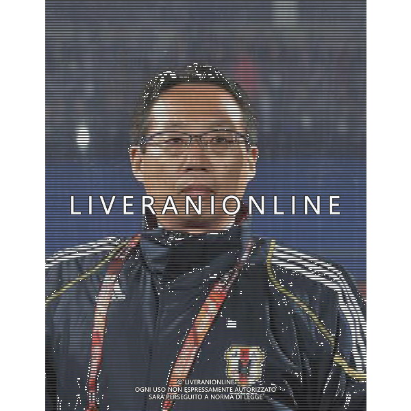 (100625) -- RUSTENBURG, June 25, 2010 () -- Japan\'s head coach Takeshi Okada reacts during the Group E last round match against Denmark at 2010 FIFA World Cup, at Royal Bafokeng stadium in Rustenburg, South Africa, on June 24, 2010. Japan won 3-1 and qualifies for the next round. (/Xu Suhui) (dl) CALCIO SPORT DANIMARCA GIAPPONE MONDIALI DI CALCIO SUDAFRICA 2010 ©PHOTSHOT/ALDO LIVERANI ITALY ONLY