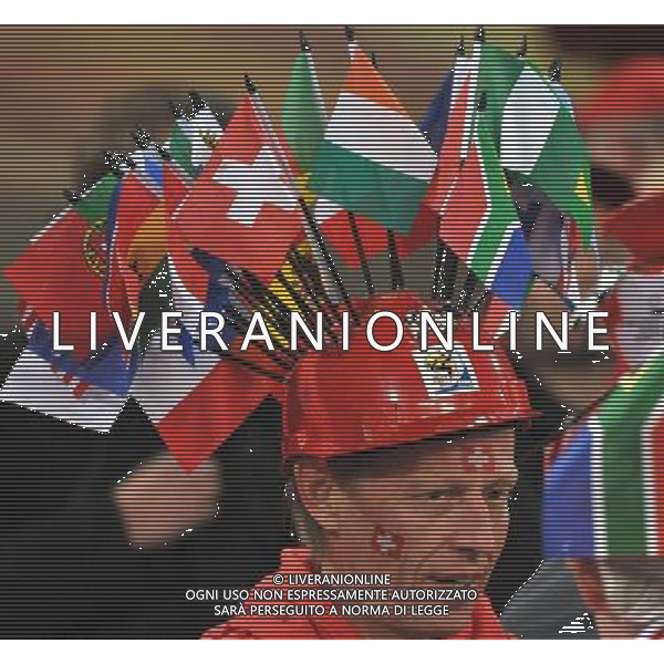 (100626) -- BLOEMFONTEIN, June 26, 2010 -- A fan of Switzerland cheers prior to the Group H last round match between Switzerland and Honduras at 2010 FIFA World Cup, at Free State stadium in Bloemfontein, South Africa, on June 25, 2010. Xu Suhui) (dl) FIFA WORLD CUP 2010 SVIZZERA HONDURAS CALCIO SPORT MONDIALI DI CALCIO 2010 SUDAFRICA ©PHOTOSHOT/ALDO LIVERANI ITALY ONLY