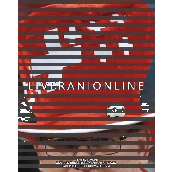 (100626) -- BLOEMFONTEIN, June 26, 2010 -- A fan of Switzerland cheers prior to the Group H last round match between Switzerland and Honduras at 2010 FIFA World Cup, at Free State stadium in Bloemfontein, South Africa, on June 25, 2010. Xu Suhui) (dl) FIFA WORLD CUP 2010 SVIZZERA HONDURAS CALCIO SPORT MONDIALI DI CALCIO 2010 SUDAFRICA ©PHOTOSHOT/ALDO LIVERANI ITALY ONLY