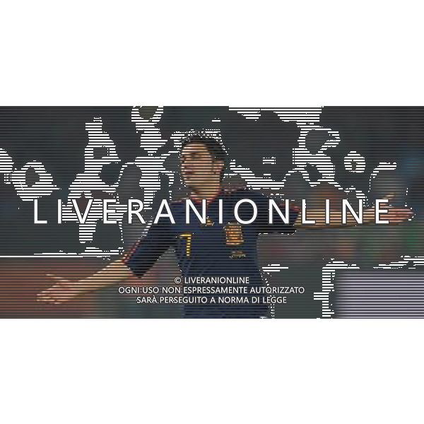 (100626) -- TSHWANE, June 26, 2010 -- David Villa of Spain celebrates his scoring during the Group H last round match against Chile at 2010 FIFA World Cup, at Loftus Verfeld stadium in Tshwane, South Africa, on June 25, 2010. Spain won 2-1 and both teams are qualified for the next round. Li Ga) (fym) PHOTOSHOT-AG ALDO LIVERANI ONLY ITALY