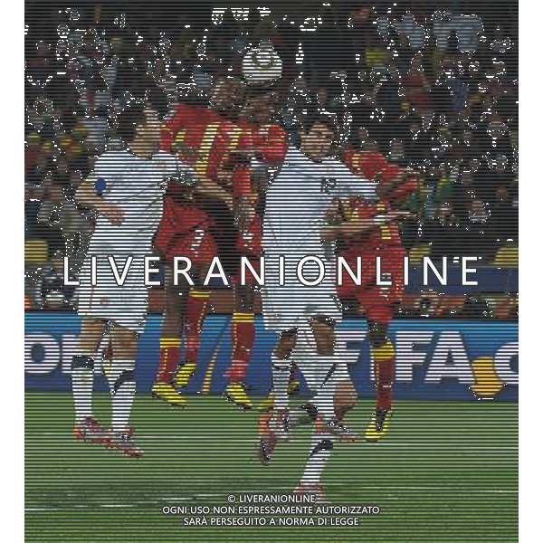 Fifa World Cup Sud Africa 2010 Match #50 Ottavi di Finale Rustenburg (Royal Bafokeng Stadium) - 26.06.2010 USA-Ghana Nella Foto:John PANTSIL-Asamoah GYAN-Carlos BOCANEGRA-Jonathan BORNSTEIN /Ph.Vitez-Ag. Aldo Liverani