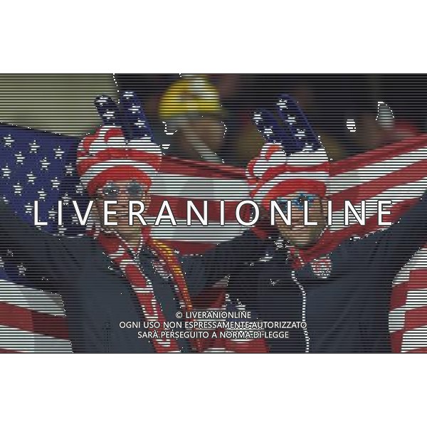 (100627) -- RUSTENBERG, June 27, 2010 -- Two fans of the United States cheer prior to the 2010 World Cup round of 16 soccer match between the United States and Ghana at Royal Bafokeng Stadium in Rustenburg, South Africa, on June 26, 2010. Wang Yuguo) (dl)