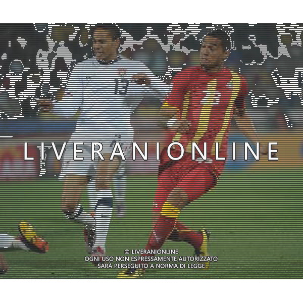 (100627) -- RUSTENBERG, June 27, 2010 -- Kevin-Prince Boateng (R) of Ghana scores during the 2010 World Cup round of 16 soccer match against the United States at Royal Bafokeng Stadium in Rustenburg, South Africa, on June 26, 2010. Li Ga) (fym)