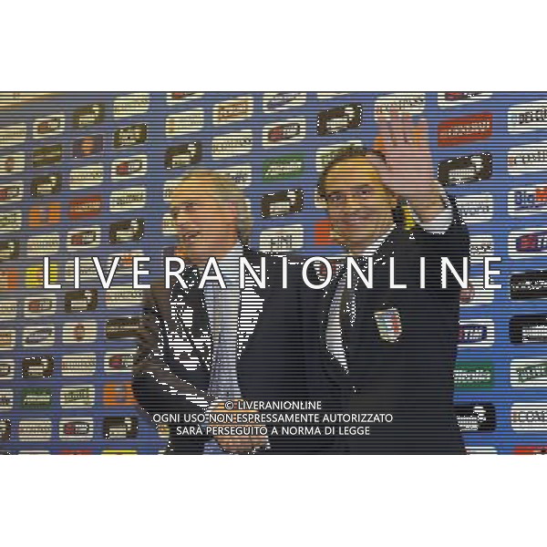 Roma - 01/07/2010 - Sala Conferenza Stadio Olimpico - Presentazione del nuovo Commissario tecnico della Nazionale Italiana Cesare PRANDELLI - nella foto: Cesare PRANDELLI e Giancarlo ABETE ph. Corradetti / ©Aldo Liverani Sas