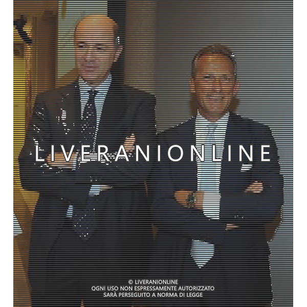 MILANO 7/7/2010 BANCA INTESA SANPAOLO P.zza BELGIOIOSO, 1 PRESENTAZIONE DEL NUOVO FILM DI PAOLO SORRENTINO :THE MUST BE THE PLACE\' NELLA FOTO CORADO PASSERA E GIANCARLO MICCICHE\' FOTO ROMANO/AG ALDO LIVERANI