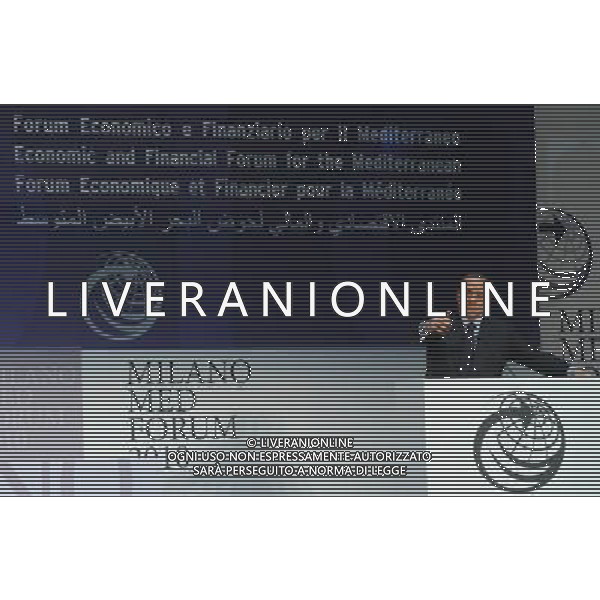 MILANO 12/7/2010 PALAZZO MEZZANOTTE PIAZZA AFFARI, 6 FORUM ECONOMICO E FINANZIARIO PER IL MEDITERRANEO NELLA FOTO SILVIO BERLUSCONI FOTO ROMANO/AG ALDO LIVERANI