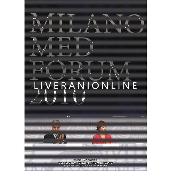 MILANO 12/7/2010 PALAZZO MEZZANOTTE PIAZZA AFFARI, 6 FORUM ECONOMICO E FINANZIARIO PER IL MEDITERRANEO NELLA FOTO LETIZIA MORATTI E ROBERTO FORMIGONI FOTO ROMANO/AG ALDO LIVERANI