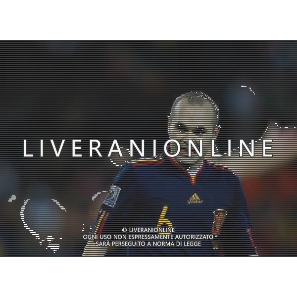 (100712) -- JOHANNESBURG, July 12, 2010 () -- Andres Iniesta of Spain reacts during the World Cup final against the Netherlands at Soccer City stadium in Johannesburg, South Africa, July 11, 2010. (/Liao Yujie) ©Photoshot/Agenzia Aldo Liverani Sas - ITALY ONLY: OLANDA - SPAGNA FINALE FIFA WORLD CUP CAMPIONATI MONDIALI SUD AFRICA 2010