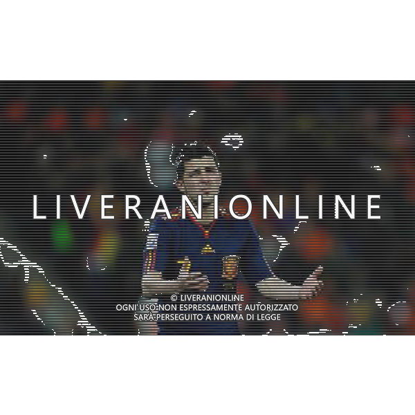 (100712) -- JOHANNESBURG, July 12, 2010 () -- David Villa of Spain reacts during the World Cup final against the Netherlands at Soccer City stadium in Johannesburg, South Africa, July 11, 2010. (/Liao Yujie) ©Photoshot/Agenzia Aldo Liverani Sas - ITALY ONLY: OLANDA - SPAGNA FINALE FIFA WORLD CUP CAMPIONATI MONDIALI SUD AFRICA 2010