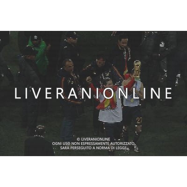 (100712) -- JOHANNESBURG, July 12, 2010 () -- Players of Spain celebrate during the awarding ceremony after the 2010 FIFA football World Cup final match against the Netherlands on July 11, 2010 at Soccer City stadium in Johannesburg, South Africa. Spain won the final 1-0. (/Xing Guangli)(ljq) ©Photoshot/Agenzia Aldo Liverani Sas - ITALY ONLY: OLANDA - SPAGNA FINALE FIFA WORLD CUP CAMPIONATI MONDIALI SUD AFRICA 2010