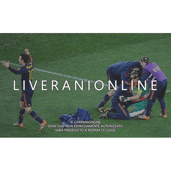 (100712) -- JOHANNESBURG, July 12, 2010 () -- Spain\'s players celebrate after the World Cup final against the Netherlands at Soccer City stadium in Johannesburg, South Africa, July 11, 2010. Spain won the match 1-0. (/Li Ga) ©Photoshot/Agenzia Aldo Liverani Sas - ITALY ONLY: OLANDA - SPAGNA FINALE FIFA WORLD CUP CAMPIONATI MONDIALI SUD AFRICA 2010