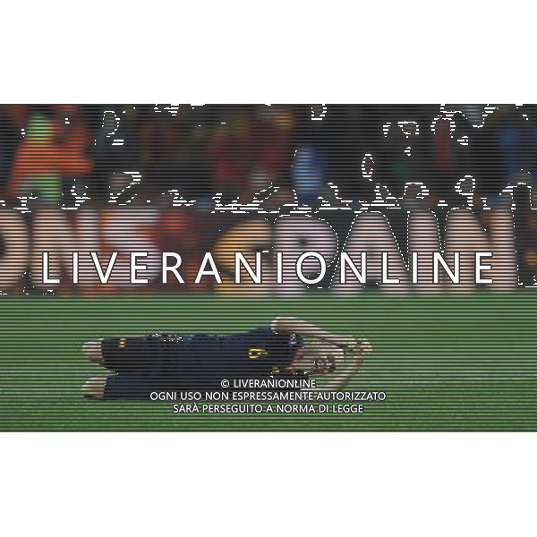 (100712) -- JOHANNESBURG, July 12, 2010 () -- Andres Iniesta of Spain celebrates after the World Cup final against the Netherlands at Soccer City stadium in Johannesburg, South Africa, July 11, 2010. Spain won the match 1-0. (/Wang Yuguo) ©Photoshot/Agenzia Aldo Liverani Sas - ITALY ONLY: OLANDA - SPAGNA FINALE FIFA WORLD CUP CAMPIONATI MONDIALI SUD AFRICA 2010