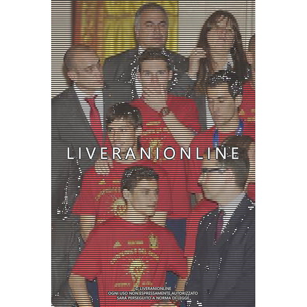 King Juan Carlos, Queen Sofia, Prince Felipe, Princess Letizia, Princess Leonor, Princess Sofia, Princess Elena attend an Audience to the National Football Team on their victory in the FIFA World Cup \'South Africa 2010 at Palacio Real in Madrid Photo: Billy Chappel / ALFAQUI - Ag. Aldo Liverani sas ITALY ONLY RICEVIMENTO A PALAZZO REALE DI MADRID DELLA NAZIONALE SPAGNOLA DI CALCIO DOPO LA VITTORIA DELLA COPPA DEL MONDO IN SUD AFRICA 2010