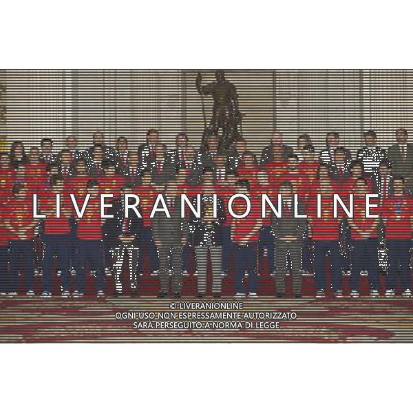 King Juan Carlos, Queen Sofia, Prince Felipe, Princess Letizia, Princess Leonor, Princess Sofia, Princess Elena attend an Audience to the National Football Team on their victory in the FIFA World Cup \'South Africa 2010 at Palacio Real in Madrid Photo: Billy Chappel / ALFAQUI - Ag. Aldo Liverani sas ITALY ONLY RICEVIMENTO A PALAZZO REALE DI MADRID DELLA NAZIONALE SPAGNOLA DI CALCIO DOPO LA VITTORIA DELLA COPPA DEL MONDO IN SUD AFRICA 2010