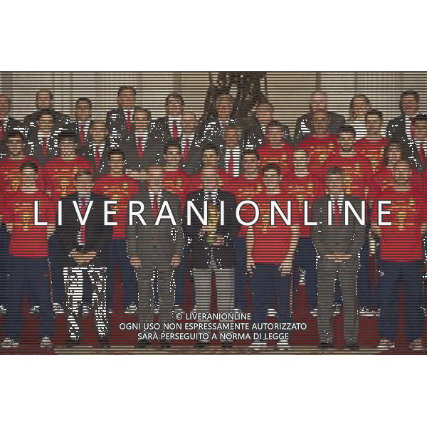 King Juan Carlos, Queen Sofia, Prince Felipe, Princess Letizia, Princess Leonor, Princess Sofia, Princess Elena attend an Audience to the National Football Team on their victory in the FIFA World Cup \'South Africa 2010 at Palacio Real in Madrid Photo: Billy Chappel / ALFAQUI - Ag. Aldo Liverani sas ITALY ONLY RICEVIMENTO A PALAZZO REALE DI MADRID DELLA NAZIONALE SPAGNOLA DI CALCIO DOPO LA VITTORIA DELLA COPPA DEL MONDO IN SUD AFRICA 2010