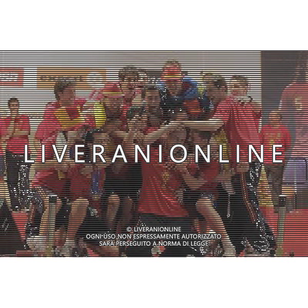 Spain\'s players during the celebration of the victory in the FIFA World Cup.July, 7, 2010. Photo: Acero / Alter / ALFAQUI - Ag. Aldo Liverani sas ITALY ONLY FESTEGGIAMENTI A MADRID DELLA NAZIONALE SPAGNOLA DI CALCIO DOPO LA VITTORIA DELLA COPPA DEL MONDO IN SUD AFRICA 2010