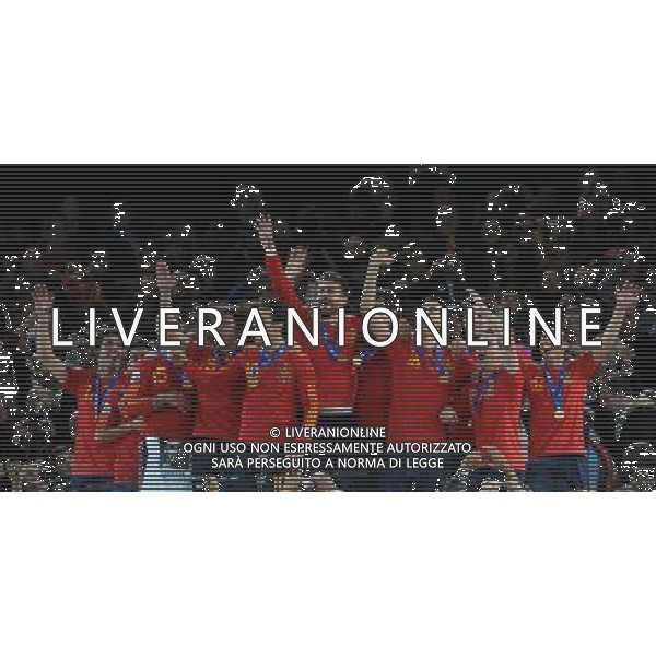 Fifa World Cup Sud Africa 2010 Match #64 Finale Johannesburg (Soccer City Stadium) - 11.07.2010 Olanda-Spagna Nella Foto:Premiazione spagna sul podio /Ph.Vitez-Ag. Aldo Liverani