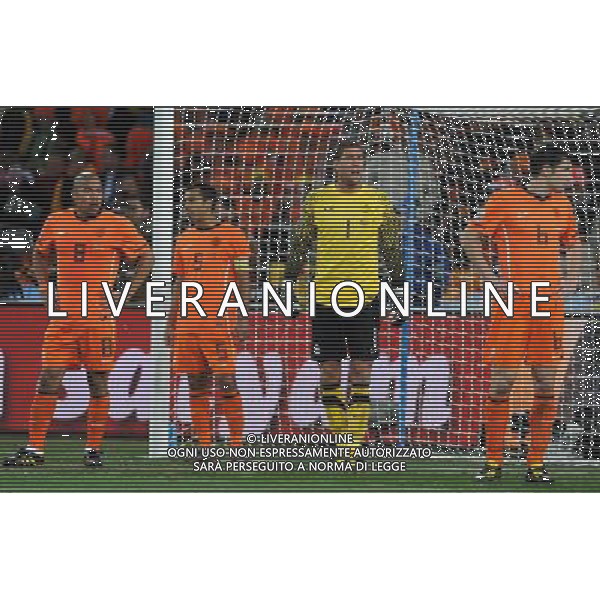 Fifa World Cup Sud Africa 2010 Match #64 Finale Johannesburg (Soccer City Stadium) - 11.07.2010 Olanda-Spagna Nella Foto:Maarten STEKELENBURG-Nigel DE JONG-Giovanni VAN BRONCKHORST-Mark VAN BOMMEL /Ph.Vitez-Ag. Aldo Liverani