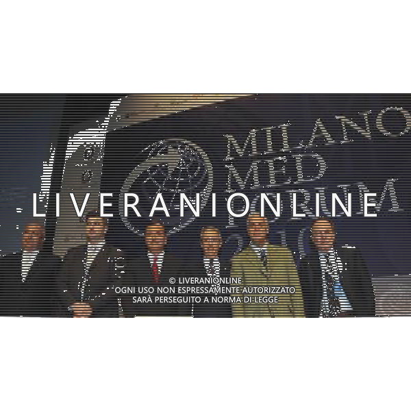 MILANO 13/7/2010 PALAZZO MEZZANOTTE P.zza AFFARI, 6 GIORNATA CONCLUSIVA DEL FORUM ECONOMICO E FINANZIARIO PER IL MEDITERRANEO NELLA FOTO FOUAD MAKHZOUMI, ANDREJ PLENKOVIC, BRUNO ERMOLLI, FRANCO FRATTINI, ROBERTO FORMIGONI E PAUL BETTS FOTO ROMANO/AG ALDO LIVERANI
