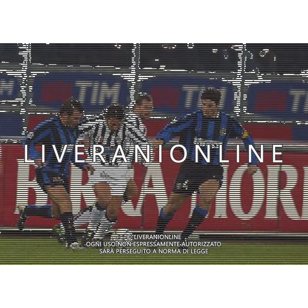 Juventus-Inter semifinali andata di Coppa Italia Tim Cup 04/02/2004 nella foto okan buruk alessandro del piero e javier zanetti* Agenzia Aldo liverani
