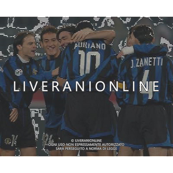TORINO 04/02/04 SEMIFINALE TIM CUP 2003/04 JUVENTUS - INTER nella foto dopo gol adriano liete ribeiro ph gigi arcaini/ag.aldo liverani