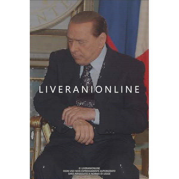 MILANO 23/0/2010 POLITICA: VERTICE RUSSIA - ITALIA Palazzo della Prefettura,Incontro tra il premier Silvio Berlusconi e il presidente della Federazione russa Dmitri Medvedev nella foto premier Silvio Berlusconi ph Fiochi/ AG ALDO LIVERANI SAS 