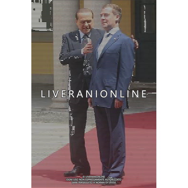 MILANO 23/0/2010 POLITICA: VERTICE RUSSIA - ITALIA Palazzo della Prefettura,Incontro tra il premier Silvio Berlusconi e il presidente della Federazione russa Dmitri Medvedev nella foto premier Silvio Berlusconi - il presidente della Federazione russa Dmitri Medvedev ph Fiochi/ AG ALDO LIVERANI SAS 