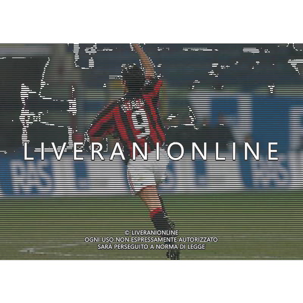MILANO 05/02/04 SEMIFINALE DI COPPA TIM 2003/04 MILAN-LAZIO nella foto inzaghi filippo dopo il gol ph gigi arcaini/ag.aldo liverani