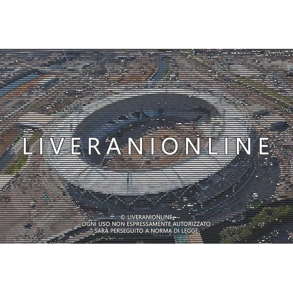 Olympic Stadium. Aerial view of completed Olympic Stadium roof. Picture taken on 21 Jul 10 by Anthony Charlton. ©Photoshot/Agenzia Aldo Liverani Sas - ITALY ONLY - Veduta panoramica aerea del Parco Olimpico con le principali sedi olimpiche delle Olimpidi Londra 2012