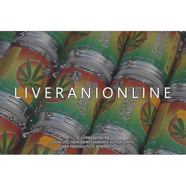 Canned Cannabis drug plants for sale in Amsterdam, Holland ©PHOTOSHOT/Agenzia Aldo Liverani Sas - ITALY ONLY - VEDUTE DELLA CITTA\' DI AMSTERDAM IN OLANDA PAESI BASSI