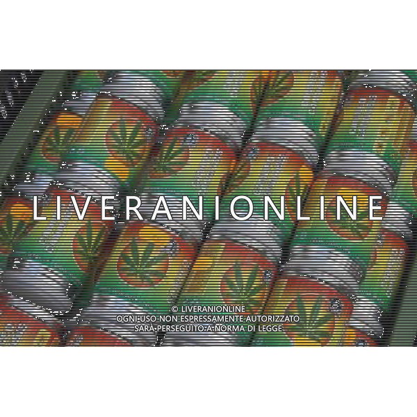 Canned Cannabis drug plants for sale in Amsterdam, Holland ©PHOTOSHOT/Agenzia Aldo Liverani Sas - ITALY ONLY - VEDUTE DELLA CITTA\' DI AMSTERDAM IN OLANDA PAESI BASSI