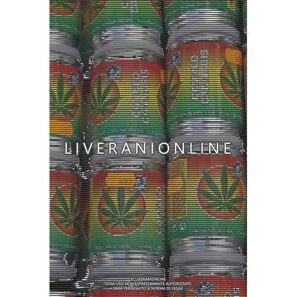 Canned Cannabis drug plants for sale in Amsterdam, Holland ©PHOTOSHOT/Agenzia Aldo Liverani Sas - ITALY ONLY - VEDUTE DELLA CITTA\' DI AMSTERDAM IN OLANDA PAESI BASSI