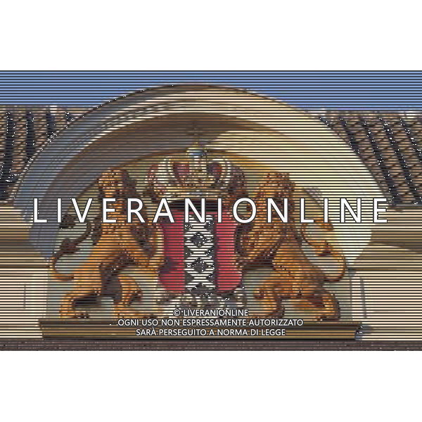 Amsterdam city crest with two lions and XXX in Amsterdam, Holland ©PHOTOSHOT/Agenzia Aldo Liverani Sas - ITALY ONLY - VEDUTE DELLA CITTA\' DI AMSTERDAM IN OLANDA PAESI BASSI