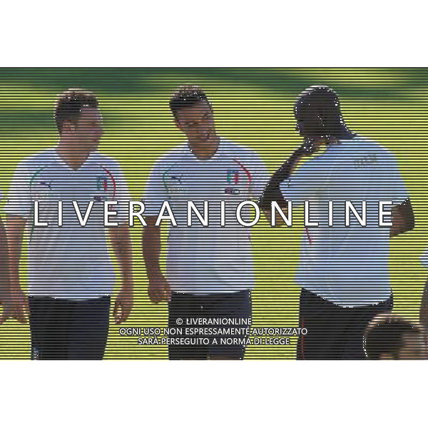 Raduno Nazionale Italiana a Coverciano Coverciano(FI) - 08.08.2010 Allenamento Nella Foto:fabio quagliarella-antonio cassano -mario balotelli /Ph.Vitez-Ag. Aldo Liverani