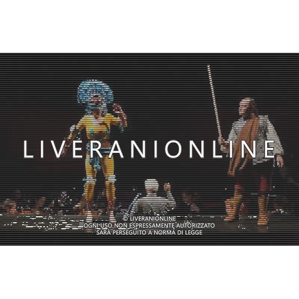 L\'opera \'Montezuma\',LOURDES AMBRIZ (left) and CHRISTOPHE CARR una co-produzione tra Theater der Welt, Edinburgh International Festival, Teatro Real de Madrid, Instituto Nacional de Bellas Artes, Festival Internacional Cervantino, Cultura UDG, Universidad de Guadalajara, Messico e Anglo Fondazione, in scena al King\'s Theatre, Festival internazionale di Edimburgo, 12 agosto 2010. AGALDOLIVERANI ONLYITALY
