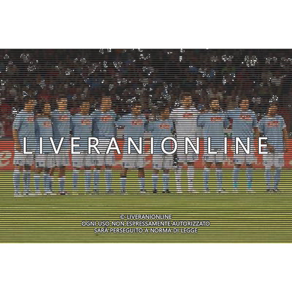 19 AGOSTO 2010 EUROPA LEAGUE NAPOLI-ELSBORG NELLA FOTO: MINUTO DI SILENZIO PER LA MORTE DI COSSIGA FRANCESCO napoli calcio 2010/2011 FOTO MOSCA- AG.LIVERANI SAS