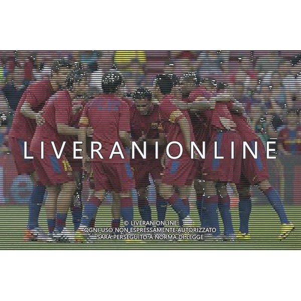 FC Barcelona\'s players during SuperCup of Spain Final match. August 21,2010. (ALTERPHOTOS/Acero) BARCELLONA-SIVIGLIA SUPERCOPPA DI SPAGNA 2010 AG ALDO LIVERANI SAS ITALY ONLY *** Local Caption *** .