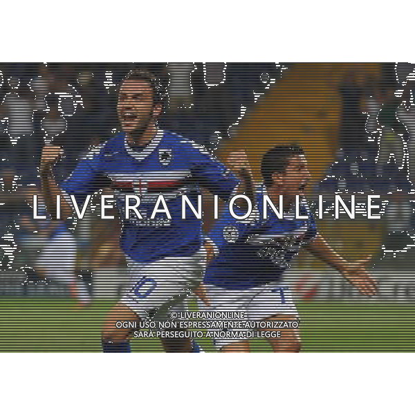 Champions League 2010/2011 Turno Preliminare Ritorno Genova - 24.08.2010 Sampdoria-Werder Brema Nella Foto:giampaolo pazzini esultanza dopo il primo gol /Ph.Vitez-Ag. Aldo Liverani