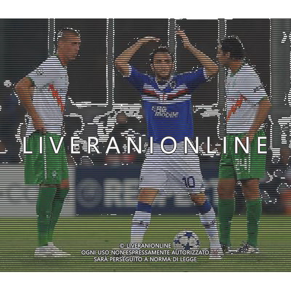 Champions League 2010/2011 Turno Preliminare Ritorno Genova - 24.08.2010 Sampdoria-Werder Brema Nella Foto: esultanza dopo il secondo gol di giampaolo pazzini e incita i tifosi /Ph.Vitez-Ag. Aldo Liverani
